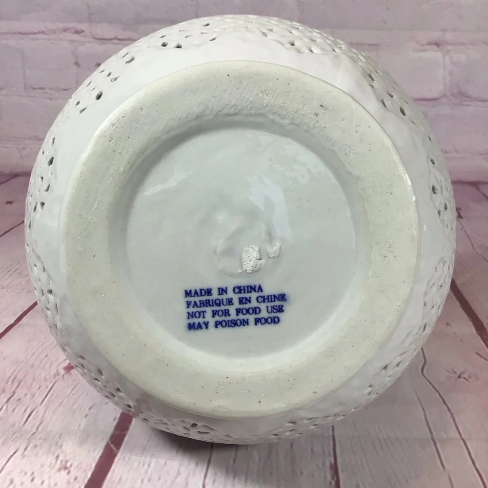 Vintage Blanc De Chine Reticulated White Porcelain Vase